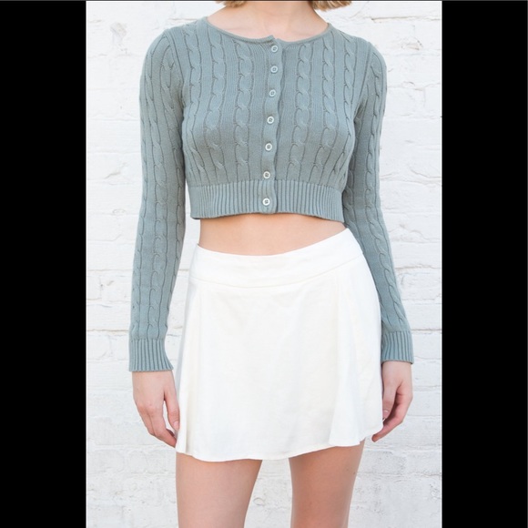 Brandy Melville Sweaters - Brandy Melville green athelia cable knit top